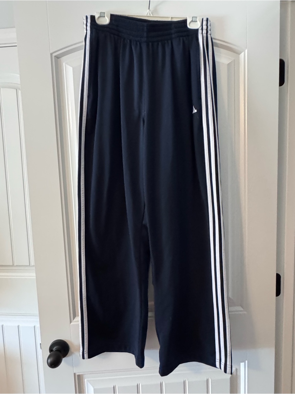 adidas Navy Blue Track Pants with White Side Stripes